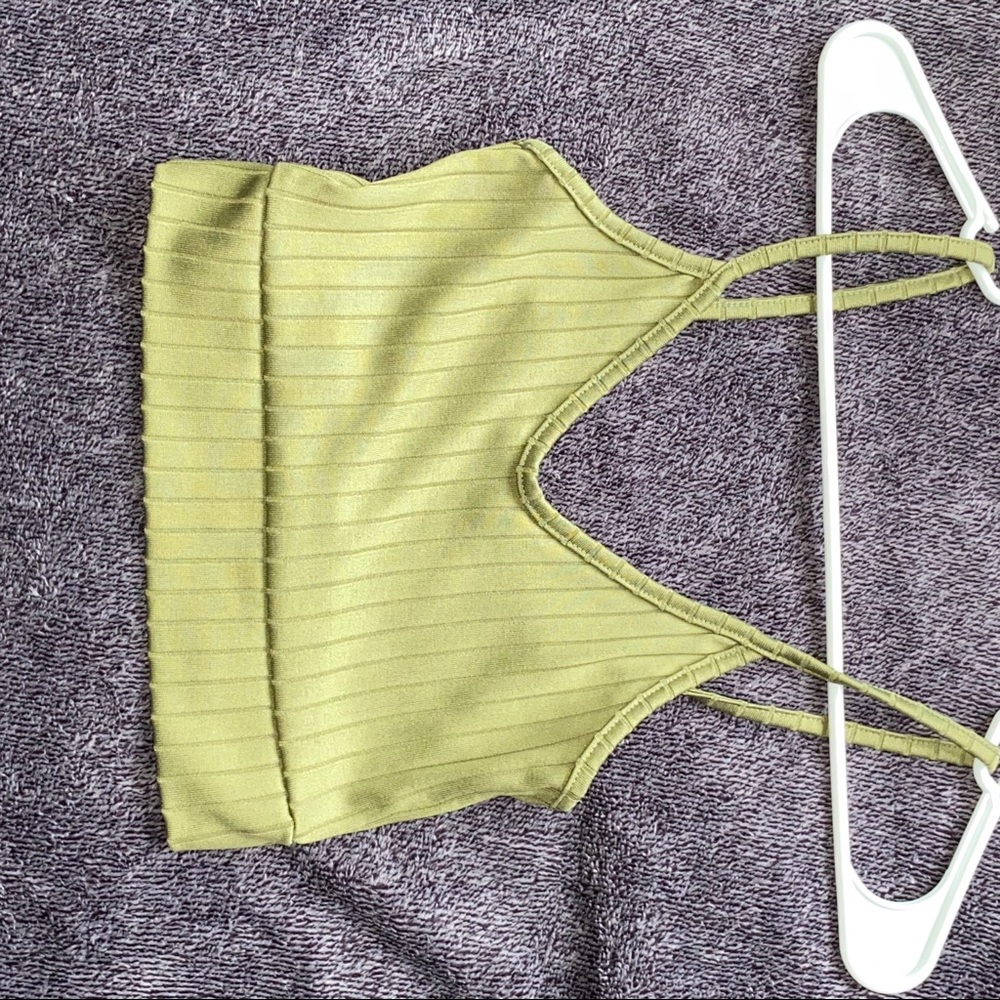 pretty little thing olive green crop top